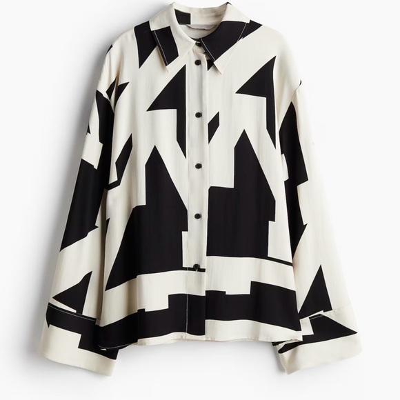 H&M Black and White Geometric Blouse - Picture 1 of 7